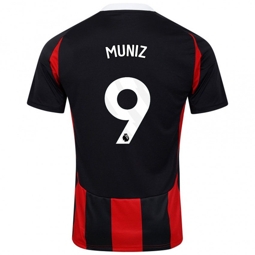 Dames Rodrigo Muniz #9 Zwart Rood Uitshirt Uittenue 2024/25 T-Shirt