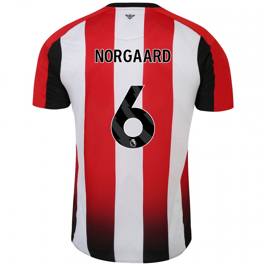 Kinderen Christian Nørgaard #6 Rood Wit Thuisshirt Thuistenue 2024/25 T-Shirt