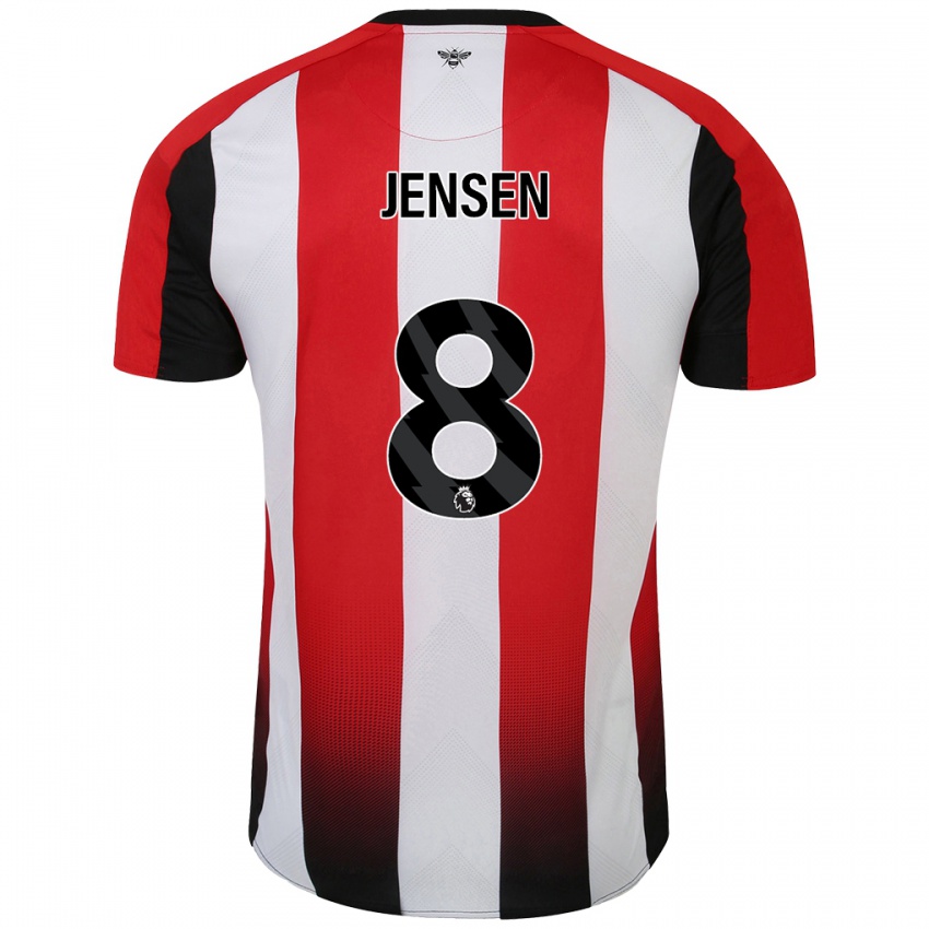 Kinderen Mathias Jensen #8 Rood Wit Thuisshirt Thuistenue 2024/25 T-Shirt