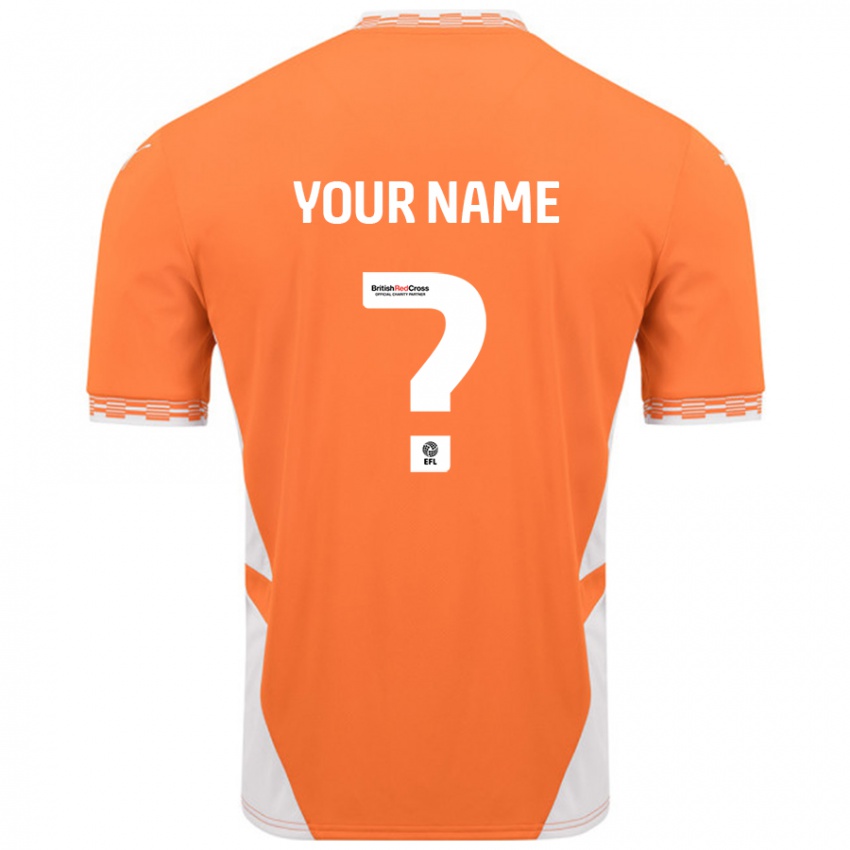 Kinderen Uw Naam #0 Oranje Wit Thuisshirt Thuistenue 2024/25 T-Shirt