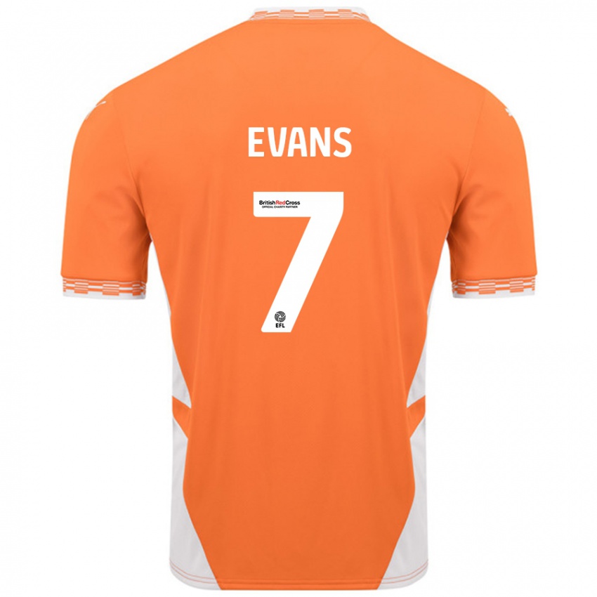 Kinderen Lee Evans #7 Oranje Wit Thuisshirt Thuistenue 2024/25 T-Shirt