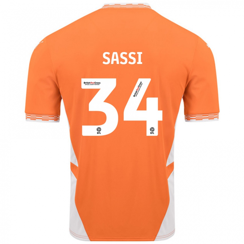 Kinderen Dan Sassi #34 Oranje Wit Thuisshirt Thuistenue 2024/25 T-Shirt