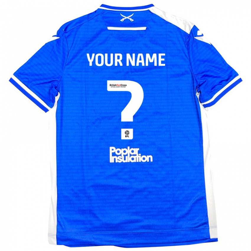 Kinderen Uw Naam #0 Blauw Wit Thuisshirt Thuistenue 2024/25 T-Shirt