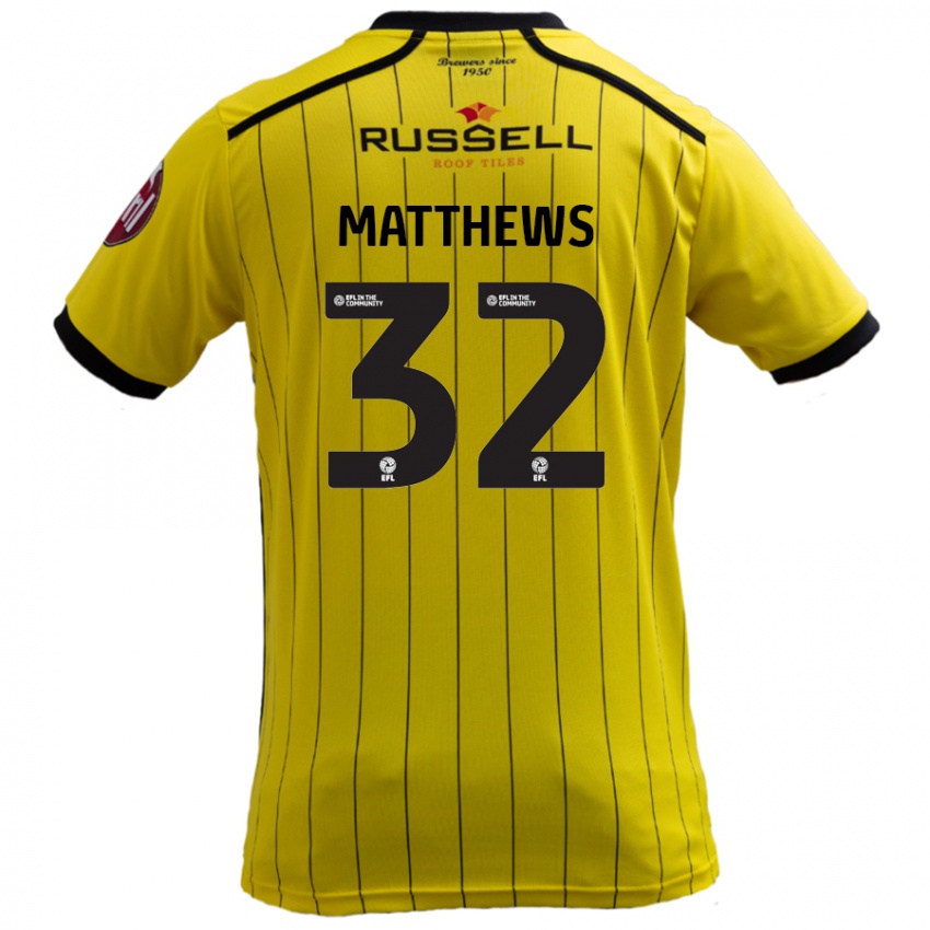 Kinderen Daniel Matthews #32 Geel Thuisshirt Thuistenue 2024/25 T-Shirt