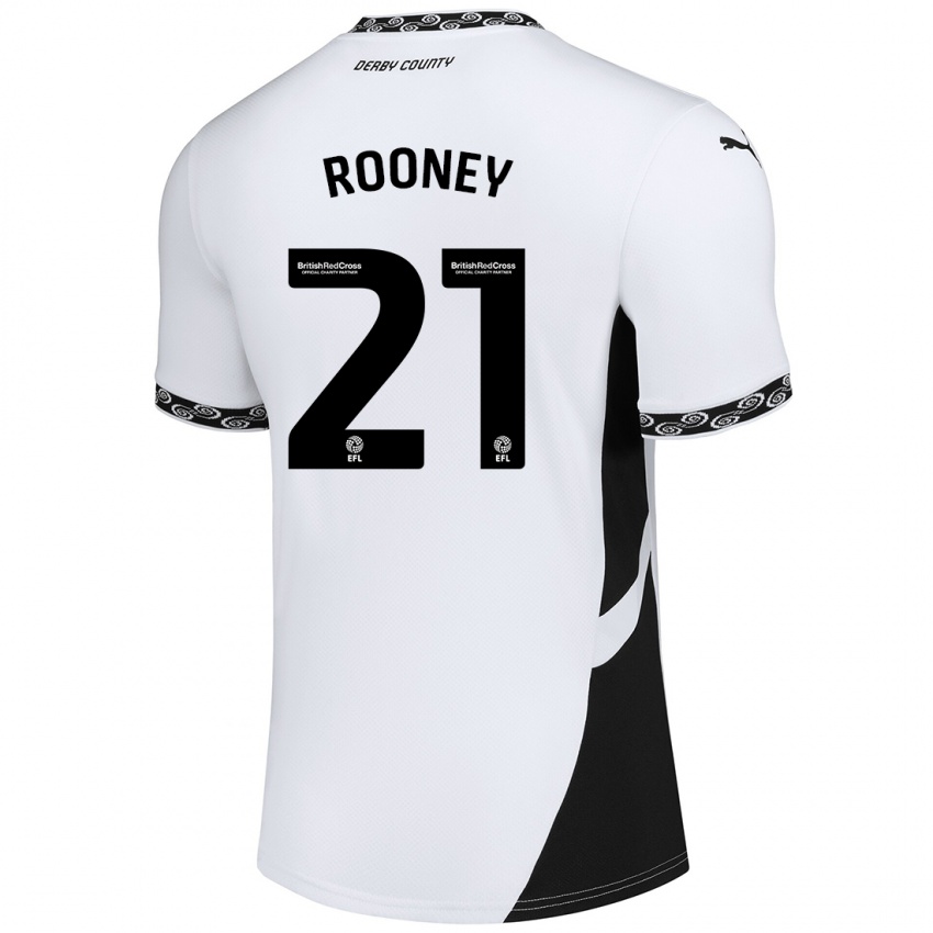 Kinderen Jake Rooney #21 Wit Zwart Thuisshirt Thuistenue 2024/25 T-Shirt