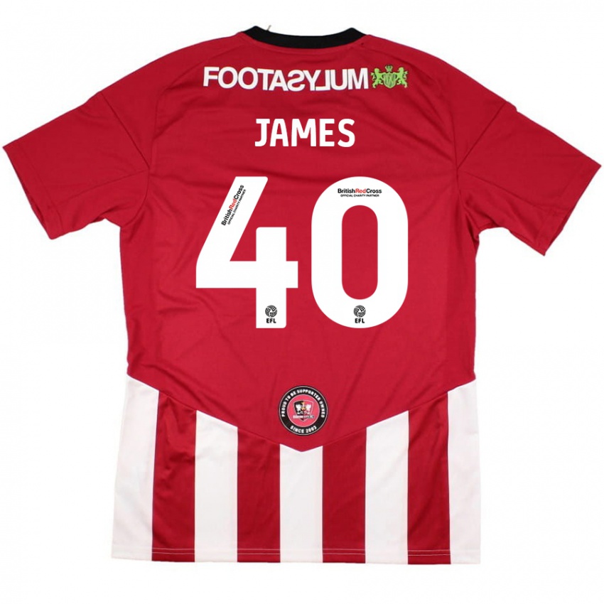 Kinderen Ed James #40 Rood Wit Thuisshirt Thuistenue 2024/25 T-Shirt