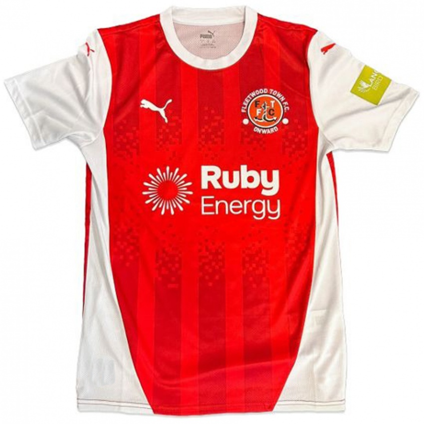 Kinderen Uw Naam #0 Rood Wit Thuisshirt Thuistenue 2024/25 T-Shirt