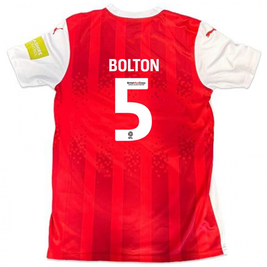 Kinderen James Bolton #5 Rood Wit Thuisshirt Thuistenue 2024/25 T-Shirt