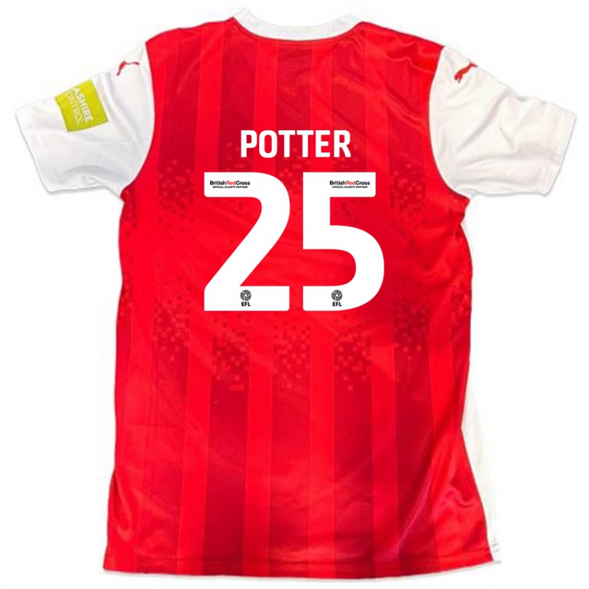 Kinderen Finley Potter #25 Rood Wit Thuisshirt Thuistenue 2024/25 T-Shirt