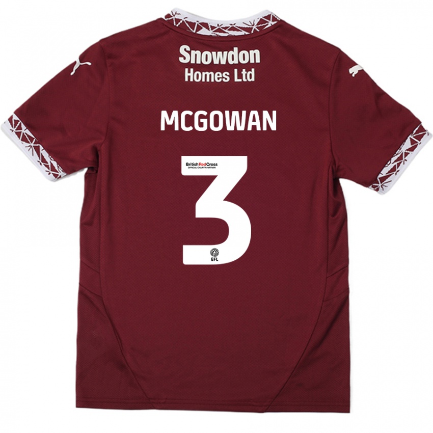 Kinderen Aaron Mcgowan #3 Bordeauxrood Thuisshirt Thuistenue 2024/25 T-Shirt