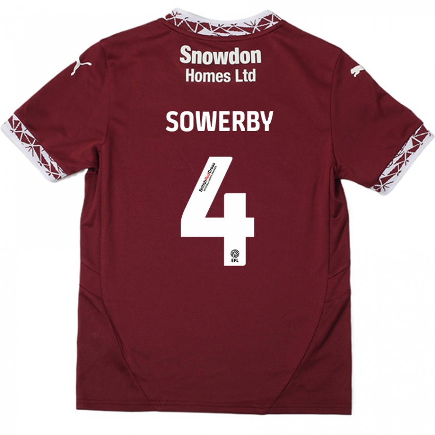 Kinderen Jack Sowerby #4 Bordeauxrood Thuisshirt Thuistenue 2024/25 T-Shirt