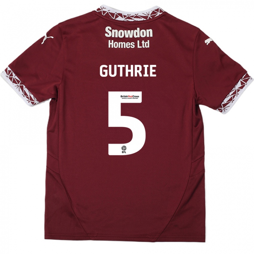 Kinderen Jon Guthrie #5 Bordeauxrood Thuisshirt Thuistenue 2024/25 T-Shirt