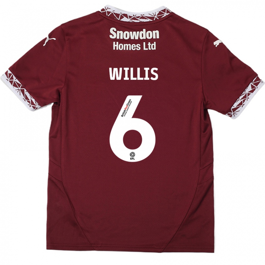 Kinderen Jordan Willis #6 Bordeauxrood Thuisshirt Thuistenue 2024/25 T-Shirt