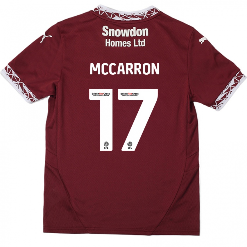 Kinderen Liam Mccarron #17 Bordeauxrood Thuisshirt Thuistenue 2024/25 T-Shirt