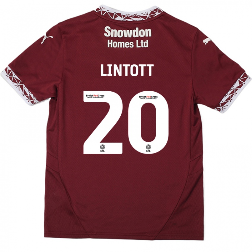 Kinderen Harvey Lintott #20 Bordeauxrood Thuisshirt Thuistenue 2024/25 T-Shirt