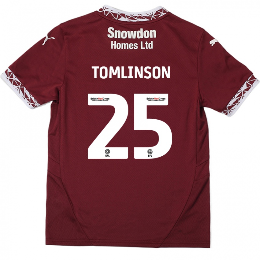 Kinderen Josh Tomlinson #25 Bordeauxrood Thuisshirt Thuistenue 2024/25 T-Shirt