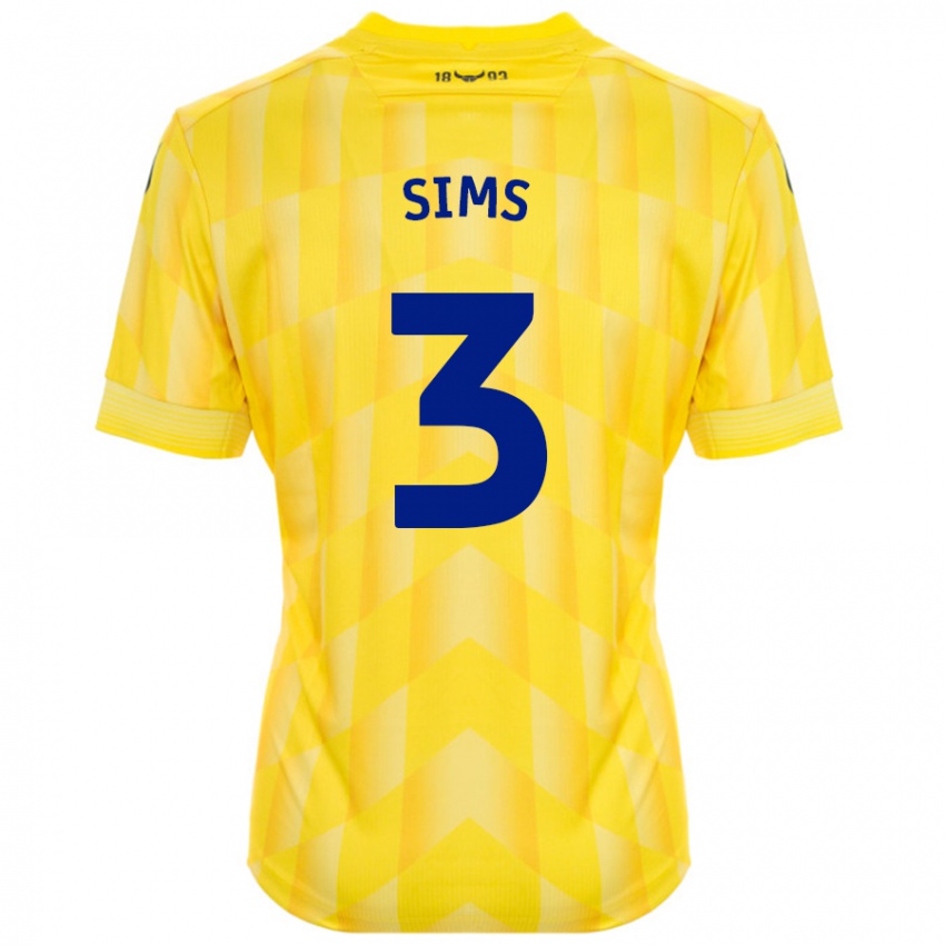 Kinderen Gemma Sims #3 Geel Thuisshirt Thuistenue 2024/25 T-Shirt