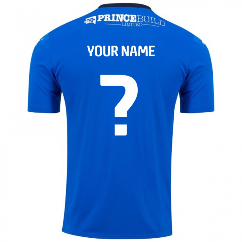 Kinderen Uw Naam #0 Blauw Wit Thuisshirt Thuistenue 2024/25 T-Shirt