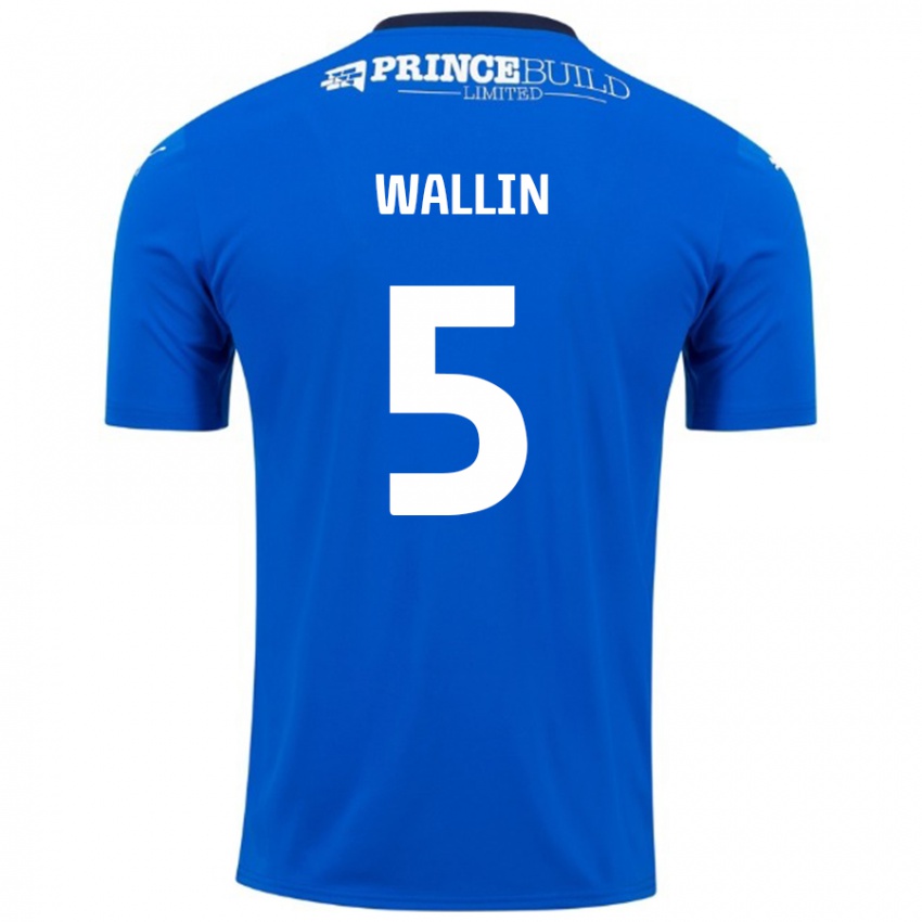 Kinderen Oscar Wallin #5 Blauw Wit Thuisshirt Thuistenue 2024/25 T-Shirt