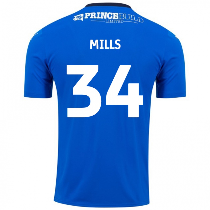 Kinderen Harley Mills #34 Blauw Wit Thuisshirt Thuistenue 2024/25 T-Shirt