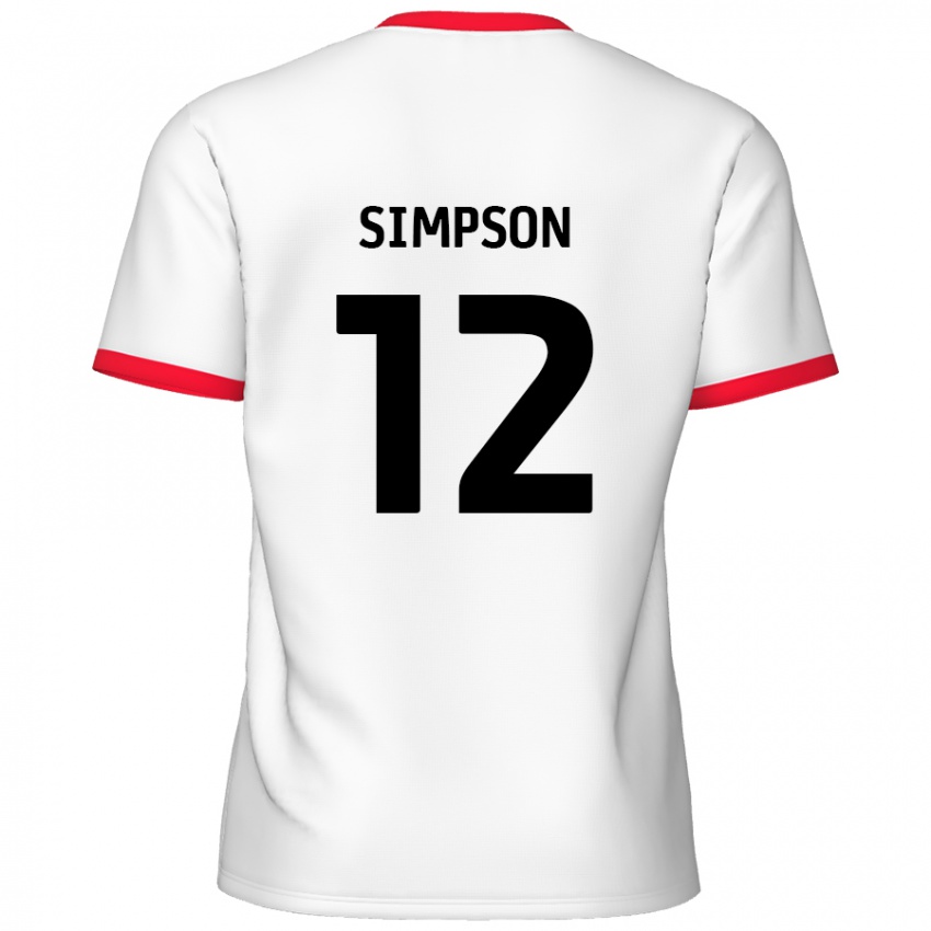 Kinderen Tyreece Simpson #12 Wit Rood Thuisshirt Thuistenue 2024/25 T-Shirt