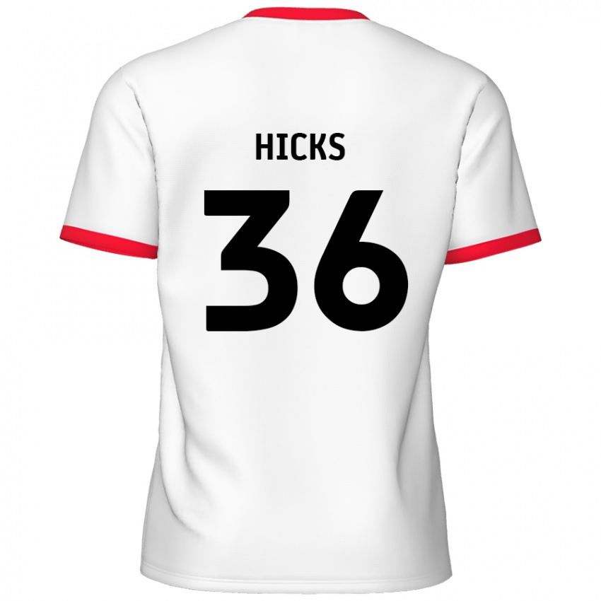 Kinderen David Hicks #36 Wit Rood Thuisshirt Thuistenue 2024/25 T-Shirt