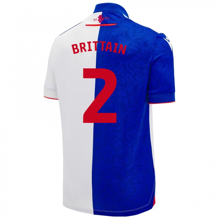 Kinderen Callum Brittain #2 Hemelsblauw Wit Thuisshirt Thuistenue 2024/25 T-Shirt