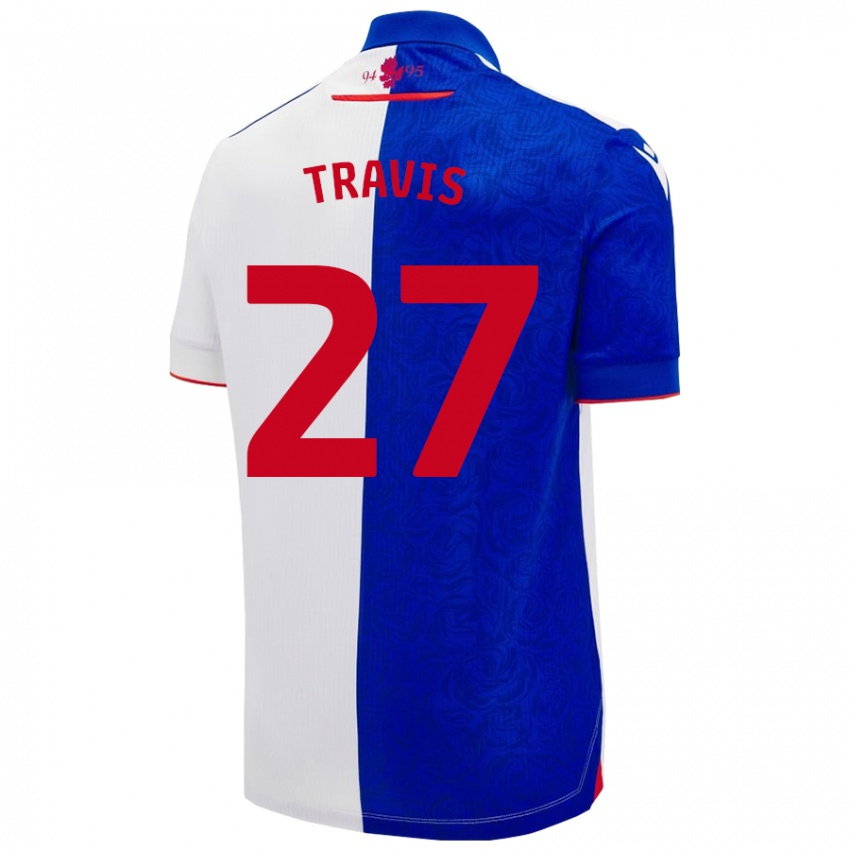 Kinderen Lewis Travis #27 Hemelsblauw Wit Thuisshirt Thuistenue 2024/25 T-Shirt