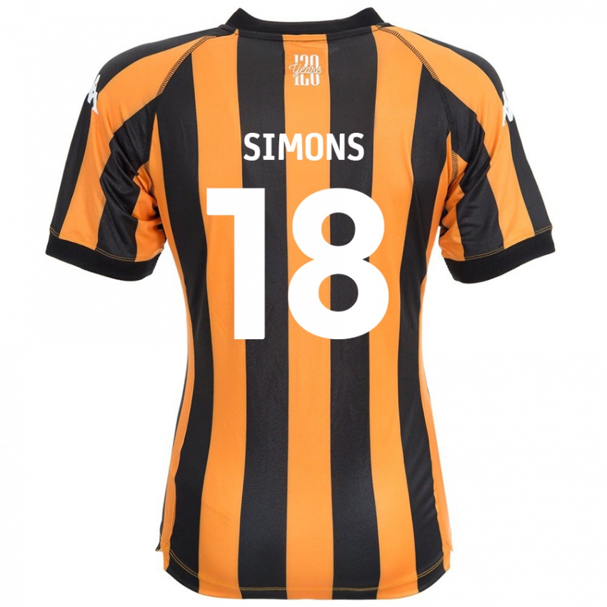 Kinderen Xavier Simons #18 Zwart Amber Thuisshirt Thuistenue 2024/25 T-Shirt