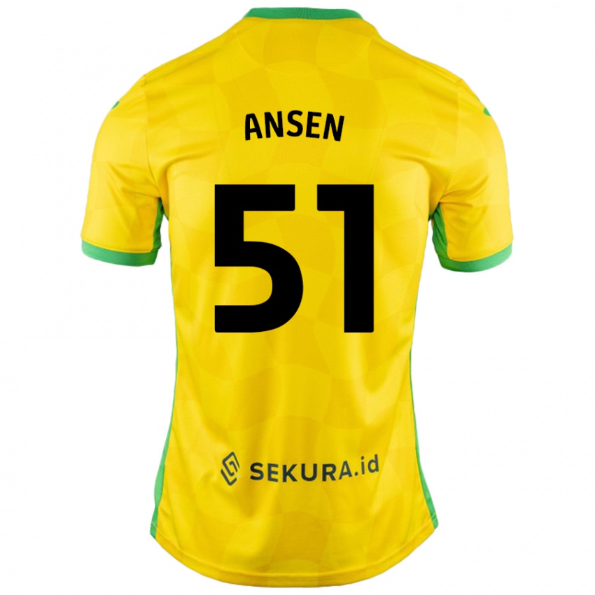 Kinderen Caleb Ansen #51 Geel Groen Thuisshirt Thuistenue 2024/25 T-Shirt