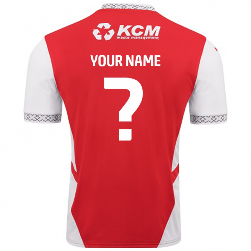 Kinderen Uw Naam #0 Rood Wit Thuisshirt Thuistenue 2024/25 T-Shirt