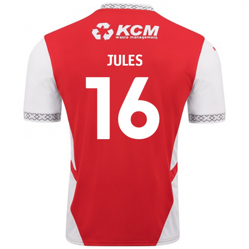 Kinderen Zak Jules #16 Rood Wit Thuisshirt Thuistenue 2024/25 T-Shirt