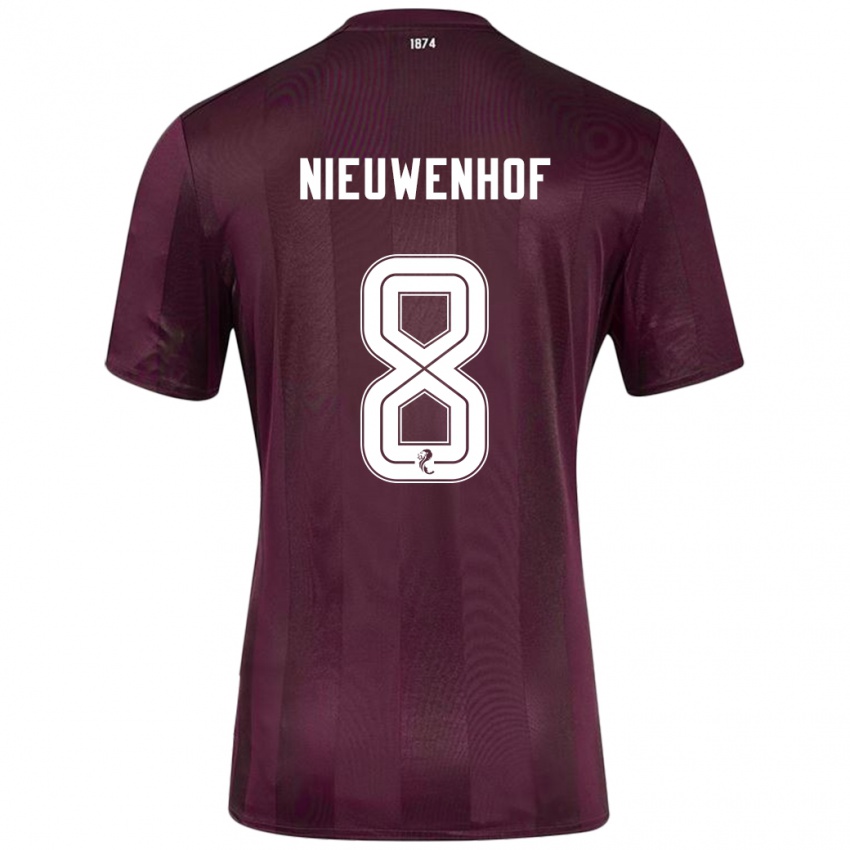 Kinderen Calem Nieuwenhof #8 Bordeauxrood Thuisshirt Thuistenue 2024/25 T-Shirt