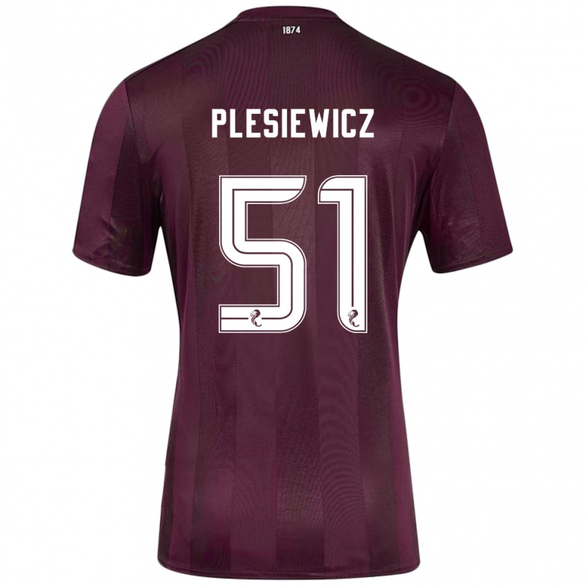 Kinderen Szymon Plesiewicz #51 Bordeauxrood Thuisshirt Thuistenue 2024/25 T-Shirt