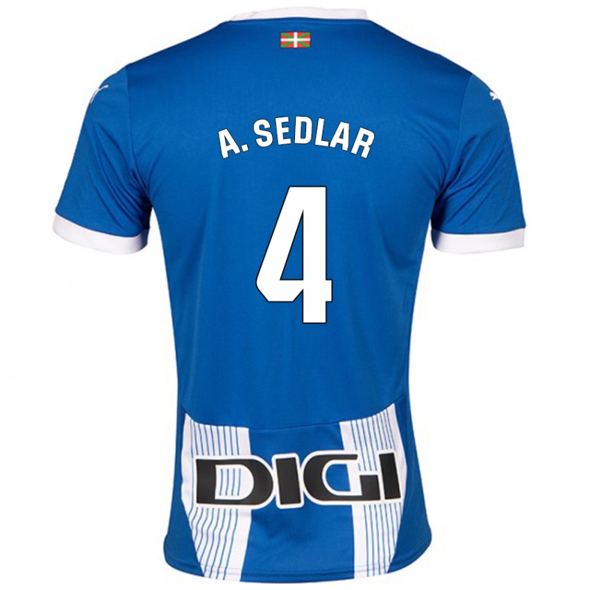 Kinderen Aleksandar Sedlar #4 Blauw Thuisshirt Thuistenue 2024/25 T-Shirt