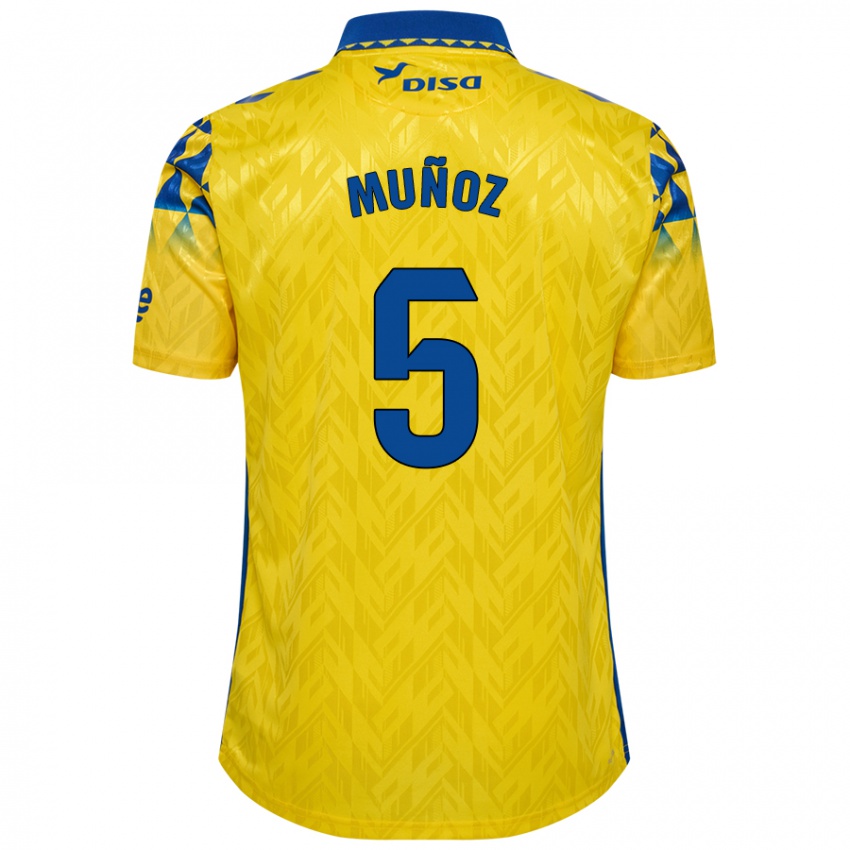 Kinderen Javi Muñoz #5 Geel Blauw Thuisshirt Thuistenue 2024/25 T-Shirt