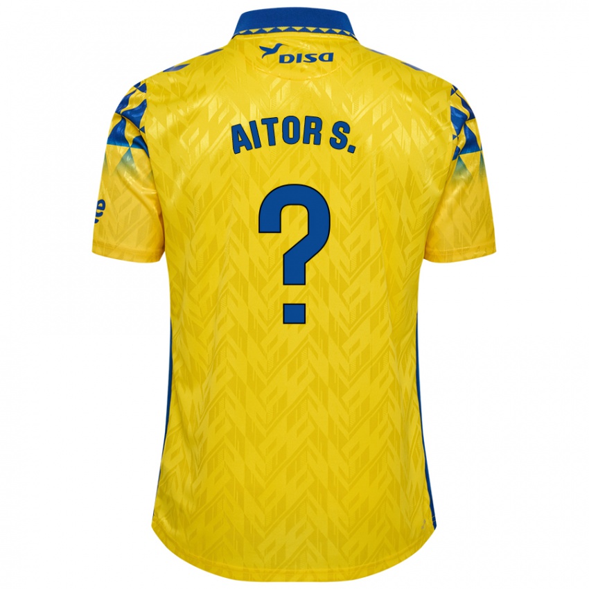 Kinderen Aitor Sánchez #0 Geel Blauw Thuisshirt Thuistenue 2024/25 T-Shirt