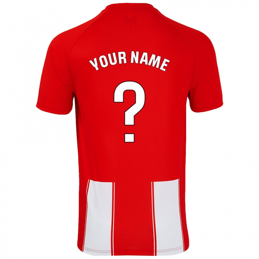 Kinderen Uw Naam #0 Rood Wit Thuisshirt Thuistenue 2024/25 T-Shirt