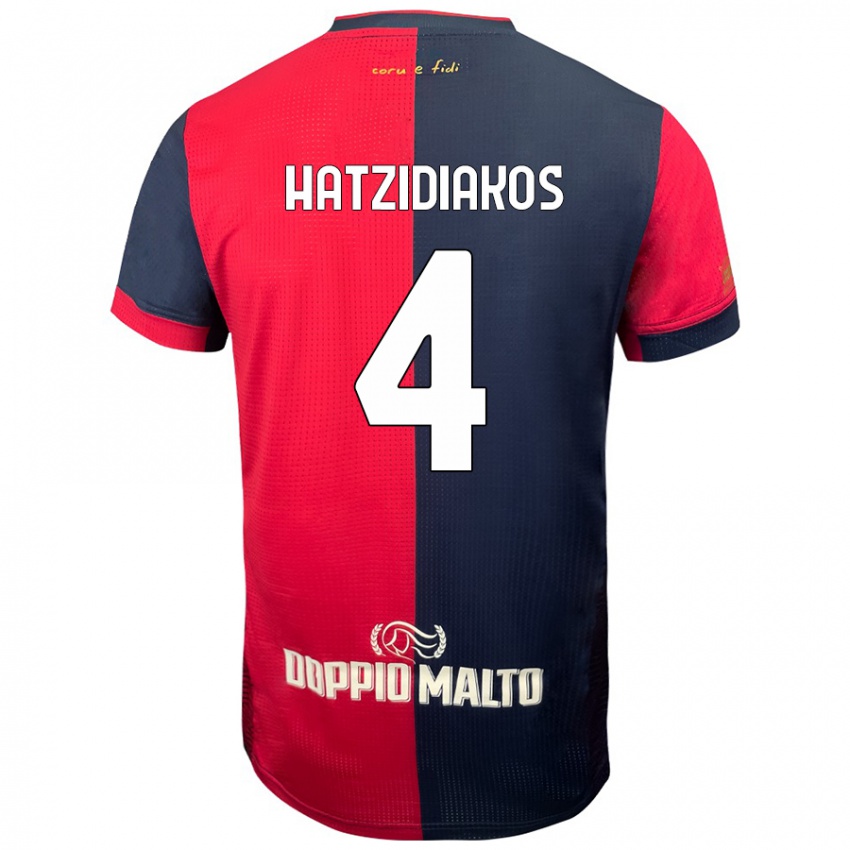 Kinderen Pantelis Hatzidiakos #4 Rood Donkerder Blauw Thuisshirt Thuistenue 2024/25 T-Shirt