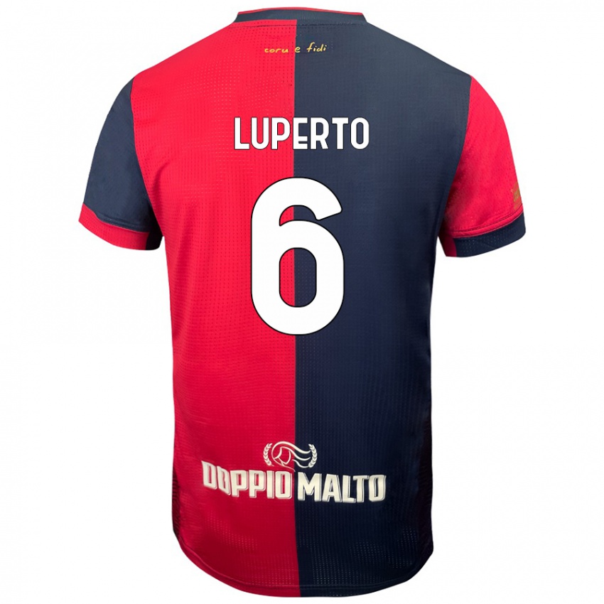 Kinderen Sebastiano Luperto #6 Rood Donkerder Blauw Thuisshirt Thuistenue 2024/25 T-Shirt