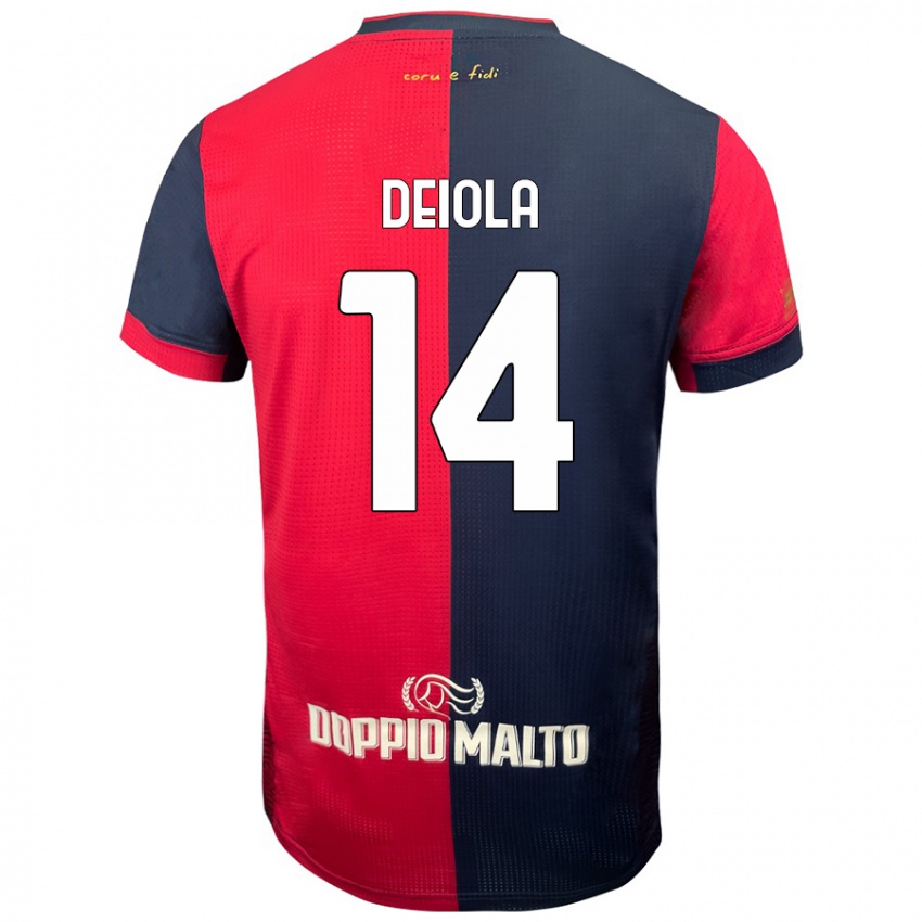 Kinderen Alessandro Deiola #14 Rood Donkerder Blauw Thuisshirt Thuistenue 2024/25 T-Shirt