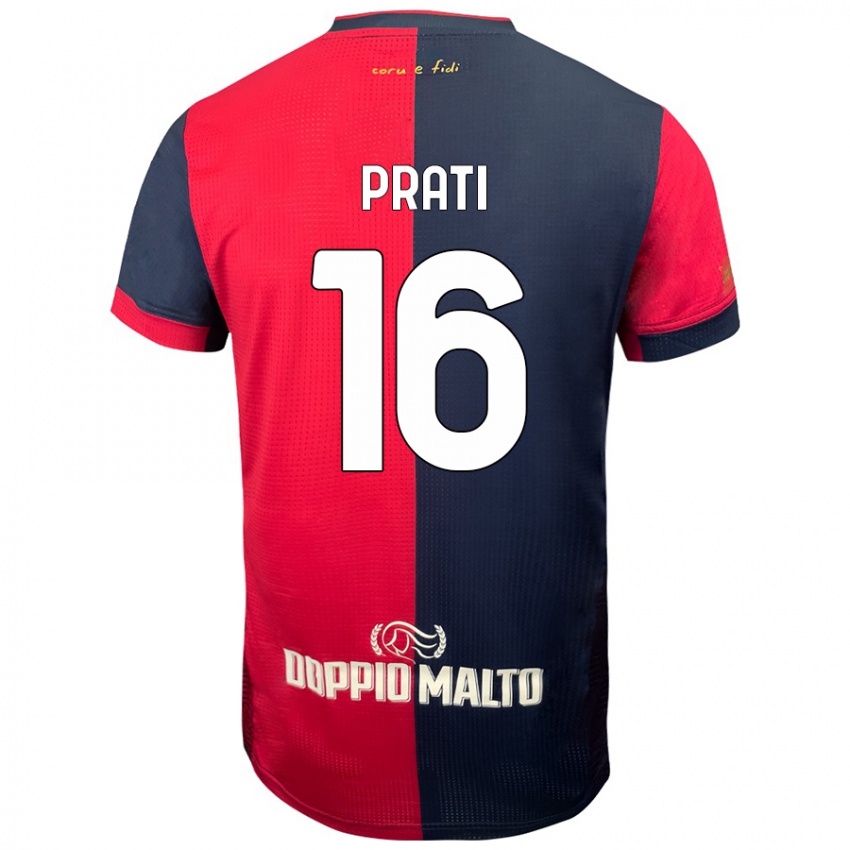 Kinderen Matteo Prati #16 Rood Donkerder Blauw Thuisshirt Thuistenue 2024/25 T-Shirt