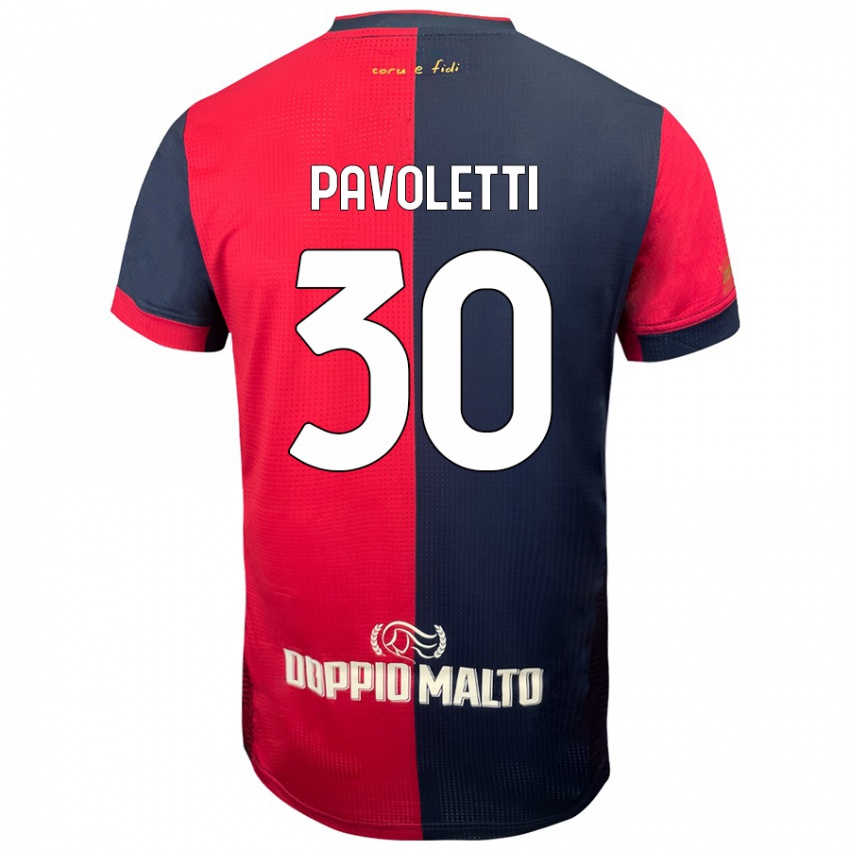 Kinderen Leonardo Pavoletti #30 Rood Donkerder Blauw Thuisshirt Thuistenue 2024/25 T-Shirt