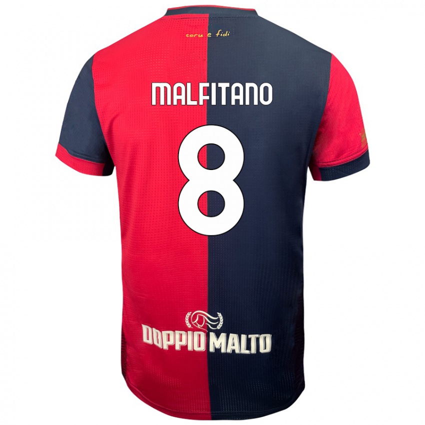 Kinderen Roberto Malfitano #8 Rood Donkerder Blauw Thuisshirt Thuistenue 2024/25 T-Shirt