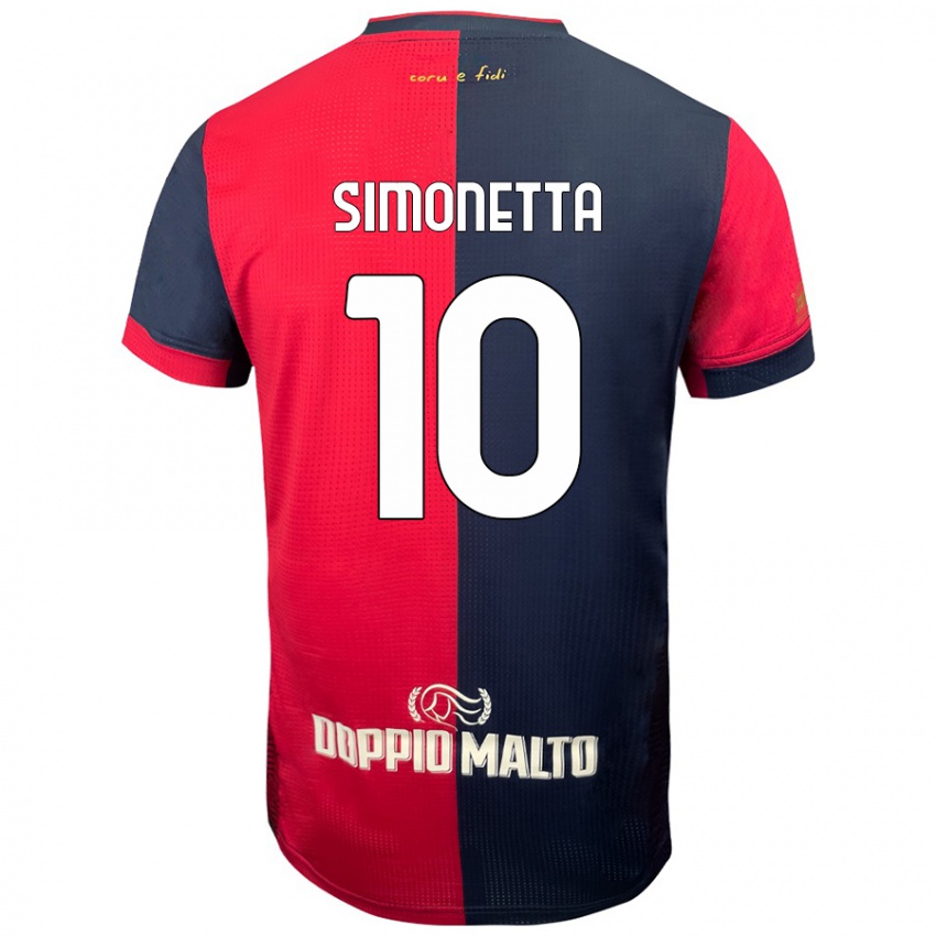 Kinderen Jacopo Simonetta #10 Rood Donkerder Blauw Thuisshirt Thuistenue 2024/25 T-Shirt