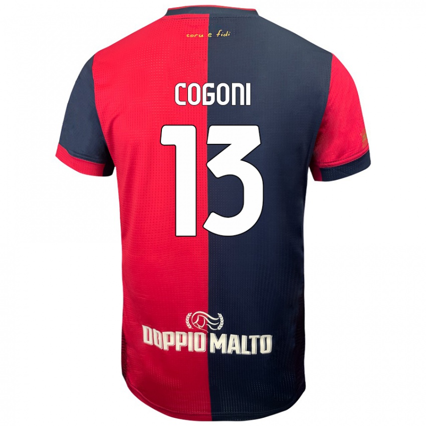 Kinderen Andrea Cogoni #13 Rood Donkerder Blauw Thuisshirt Thuistenue 2024/25 T-Shirt