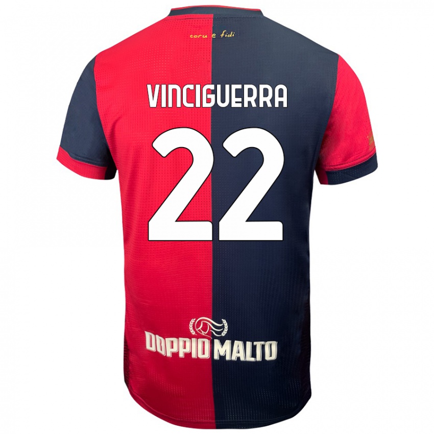 Kinderen Alessandro Vinciguerra #22 Rood Donkerder Blauw Thuisshirt Thuistenue 2024/25 T-Shirt