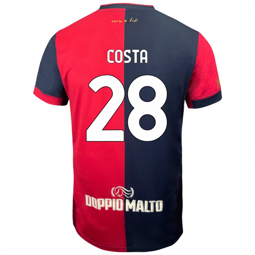 Kinderen Luca Costa #28 Rood Donkerder Blauw Thuisshirt Thuistenue 2024/25 T-Shirt