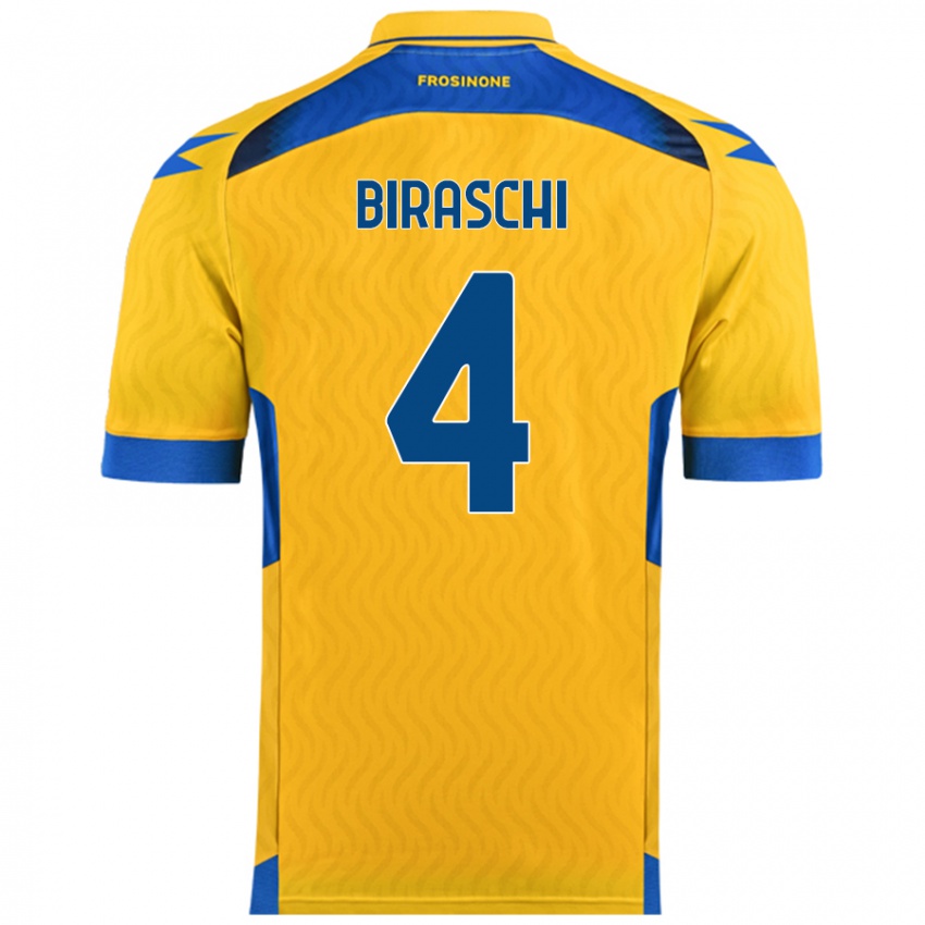 Kinderen Davide Biraschi #4 Geel Thuisshirt Thuistenue 2024/25 T-Shirt