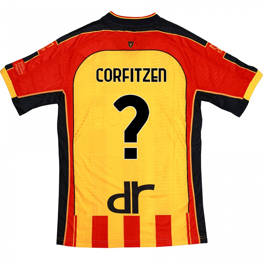 Kinderen Jeppe Corfitzen #0 Geel Rood Thuisshirt Thuistenue 2024/25 T-Shirt